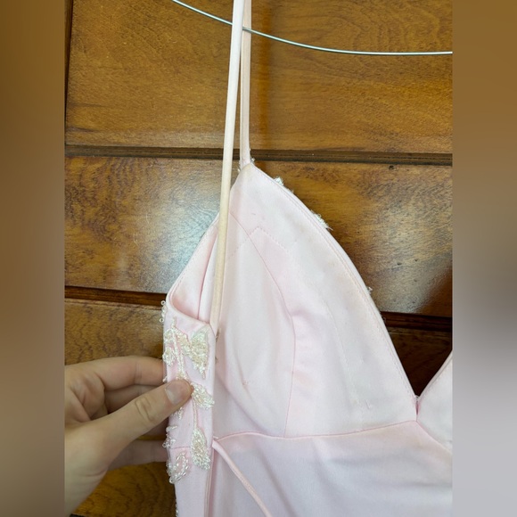 Strappy-Back Long Light Pink Prom Dress by Faviana - Picture 8 of 16